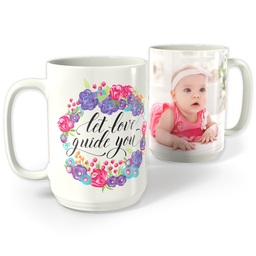 White Photo Mug, 15oz with Love Guides You design