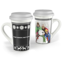 Premium Grande Photo Mug with Lid, 16oz with Custom Color Sweater design
