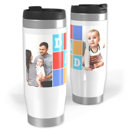 Photo Travel Tumbler with Dad Blocks design