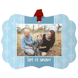 Personalized Metal Ornament - Scalloped with Let It Snow design