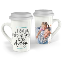 Premium Grande Photo Mug with Lid, 16oz with Wake Up design