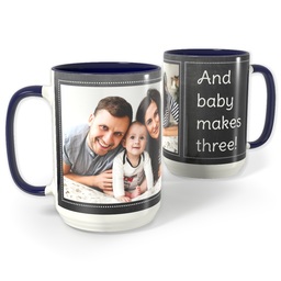 Blue Photo Mug, 15oz with Blank Chalkboard design