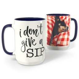 Blue Photo Mug, 15oz with Give A Sip design