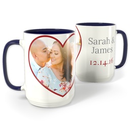Blue Photo Mug, 15oz with Heart Photo design