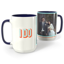 Blue Photo Mug, 15oz with I Do design