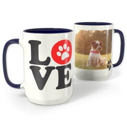 Blue Photo Mug, 15oz with Love Paws design