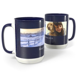 Blue Photo Mug, 15oz with Written Stars design