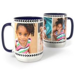 Blue Photo Mug, 15oz with Zig Zag Collage design