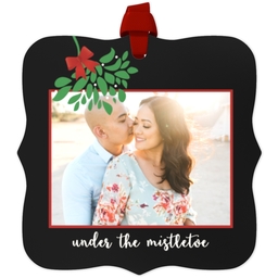 Personalized Metal Ornament - Fancy Bracket with Mistletoe design