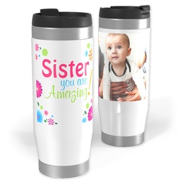 Photo Travel Tumbler with Amazing Sister design