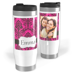 Photo Travel Tumbler with Brocade Pink design
