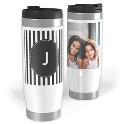 Photo Travel Tumbler with Custom Color Monogram Mini Stripes design