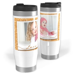 Photo Travel Tumbler with Glitter Love design