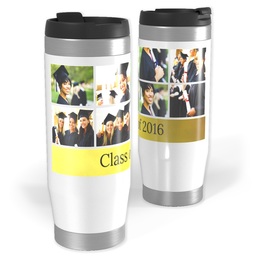 Photo Travel Tumbler with Gold Bar design