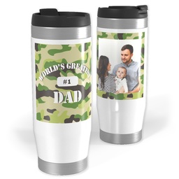 Photo Travel Tumbler with Greatest Dad Camo design