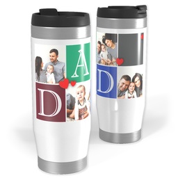 Photo Travel Tumbler with Heart Blocks Dad design