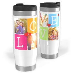 Photo Travel Tumbler with Heart Blocks Love design