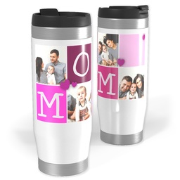 Photo Travel Tumbler with Heart Blocks Mom design