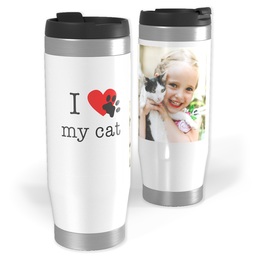 Photo Travel Tumbler with I Heart Paw Print My Cat design