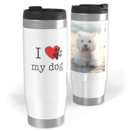 Photo Travel Tumbler with I Heart Paw Print My Dog design