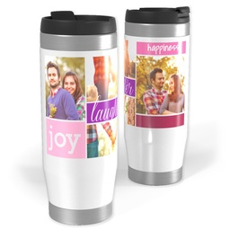 Photo Travel Tumbler with Joy And Laughter Pink design