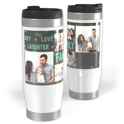 Photo Travel Tumbler with Joy Love Laughter Family design
