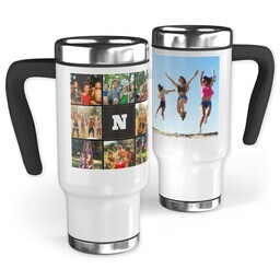 14oz Stainless Steel Travel Photo Mug with Monogram Black design