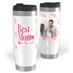Photo Travel Tumbler with Plaid Mom design
