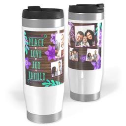 Photo Travel Tumbler with Rustic Peace Love Joy Family design