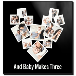 12x12 High Gloss Photo Wall Art with Custom Color 12 Snapshot Heart design