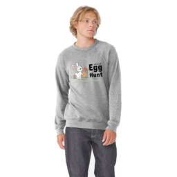 Unisex Sponge Fleece Raglan Sweatshirt - Athletic Heather, Size S with Annual Egg Hunt design