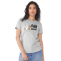 Womens Jersey Short Sleeve Tee - Athletic Heather, Size S with Annual Egg Hunt design