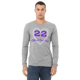 Unisex Long Sleeve Tee - Athletic Heather, Size L with Athlete Fan Club design