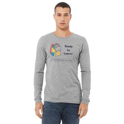 Unisex Long Sleeve Tee - Athletic Heather, Size L with Backpack design