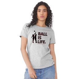 Womens Jersey Short Sleeve Tee - Athletic Heather, Size S with Ball Is Life design