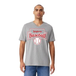 Unisex V-Neck Jersey Tee - Athletic Heather, Size S with Baseball Icon design