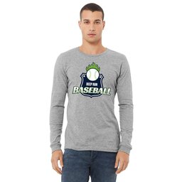 Unisex Long Sleeve Tee - Athletic Heather, Size L with Baseball Shield design