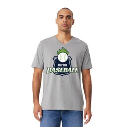 Unisex V-Neck Jersey Tee - Athletic Heather, Size S with Baseball Shield design