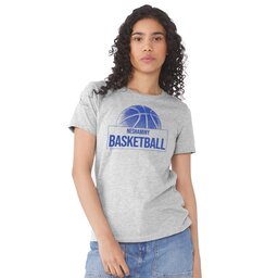 Womens Jersey Short Sleeve Tee - Athletic Heather, Size S with Basketball Print design
