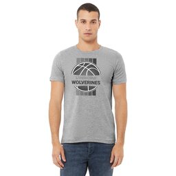 Unisex Jersey Tee - Athletic Heather, Size L with Basketball Stripes design