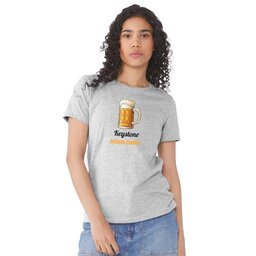 Womens Jersey Short Sleeve Tee - Athletic Heather, Size S with Beer Stein design