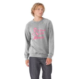 Unisex Sponge Fleece Raglan Sweatshirt - Athletic Heather, Size S with Breast Cancer Awareness design