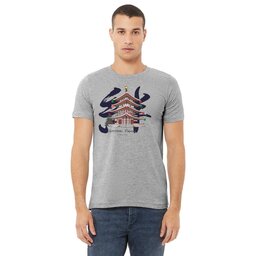 Unisex Jersey Tee - Athletic Heather, Size L with Christmas Pagoda design