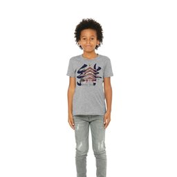 Youth Jersey T-Shirt - Athletic Heather, Size L with Christmas Pagoda design