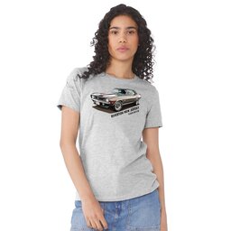 Womens Jersey Short Sleeve Tee - Athletic Heather, Size S with Classic Car design