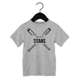 Toddler Jersey Short Sleeve Tee - Athletic Heather, Size 2T with Crossed Bats design