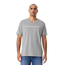 Unisex V-Neck Jersey Tee - Athletic Heather, Size S with Dad Joke design