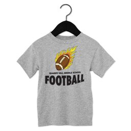Toddler Jersey Short Sleeve Tee - Athletic Heather, Size 2T with Flaming Football design