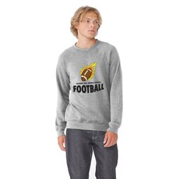 Unisex Sponge Fleece Raglan Sweatshirt - Athletic Heather, Size S with Flaming Football design