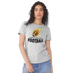 Womens Jersey Short Sleeve Tee - Athletic Heather, Size S with Flaming Football design